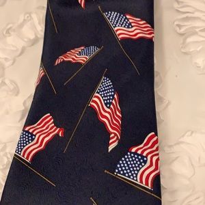 One America Navy Multiple Flags Tie Red White Blue Polyester Made in USA